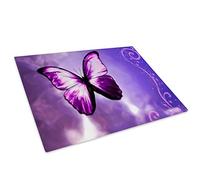 Whats On Your Wall.com Chopping Board | Glass Worktop Savers | Non Slip | Small | Pink Purple Butterfly | 30 x20cm