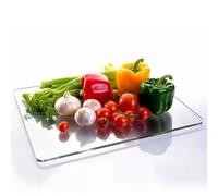 Whats On Your Wall.com Clear Glass Chopping Board | Rectangular, 40L x 30W cm, 0.5 cm Thick | Heat Resistant, Non-Porous, Easy to Clean, Stain Resistant | Teal Gold White