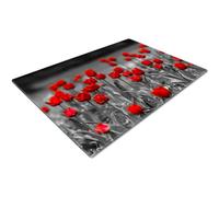 Whats On Your Wall.com Glass Chopping Board 50 x 40 | Kitchen Worktop Protector | Multifunctional Cutting Board | Work Top Savers | Kitchen Accessories | Extra Large | Black Red Flowers, CB-Flor0607C