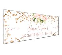 Whats On Your Wall Personalised Engagement Banners Botanical Leaf Print 6ft x 1, 2 x 3ft x 1ft, Silk Gloss Paper, Wall Mount, Indoor Use
