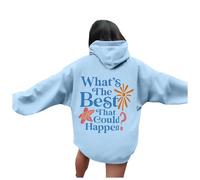 What's The Best That Could Happen Hoodies for Women Cute Casual Hooded with Hood Pullover Hoodies Workou Aesthetic Graphic Sweatshirts University Trendy Gothic Loose Fit Anime Sky Blue