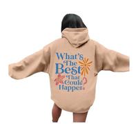 What's The Best That Could Happen Hoodies for Women Cute Casual Hooded with Hood Pullover Hoodies Workou Aesthetic Graphic Sweatshirts University Trendy Gothic Loose Fit Anime Khaki