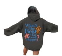 What's The Best That Could Happen Hoodies for Women Cute Casual Hooded with Hood Pullover Hoodies Workou Aesthetic Graphic Sweatshirts University Trendy Gothic Loose Fit Anime Grey