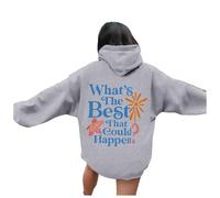 What's The Best That Could Happen Hoodies for Women Cute Casual Hooded with Hood Pullover Hoodies Workou Aesthetic Graphic Sweatshirts University Trendy Gothic Loose Fit Anime Light Gray