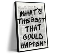 What's The Best That Could Happen Quote Poster, Vintage Black White Newspaper Canvas Wall Art, Trendy Positive Affirmations Picture Print, Inspirational Office Dorm Wall Decor 12x16in Unframed