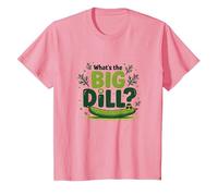 What's The Big Dill Funny Pickle Pun Foodie Humor T-Shirt, Kids, Pink, 10 Years