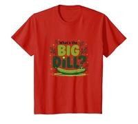What's The Big Dill Funny Pickle Pun Foodie Humor T-Shirt, Kids, Red, 4 Years
