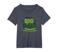 What's The Big Dill Funny Pickle Pun Foodie Humor T-Shirt, Women's Plus, Heather Blue, 1X