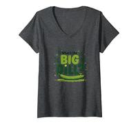 What's The Big Dill Funny Pickle Pun Foodie Humor V-Neck T-Shirt, Women, Dark Heather Grey, XXL