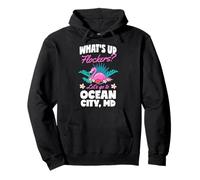 What's Up Flockers Let's Go To Ocean City Maryland Flamingo Pullover Hoodie