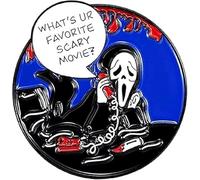 What's Your Favorite Horror Movie Vintage Tape Skull Badge Enamel Brooch Pin HORROR Heart Badge Punk Horror Heart Letter Enamel Pin, Zinc, no gemstone