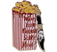 What's Your Favorite Horror Movie Vintage Tape Skull Badge Enamel Brooch Pin HORROR Heart Badge Punk Horror Heart Letter Enamel Pin, Zinc, no gemstone