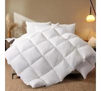 WhatsBedding 100% Cotton Cover White Goose Duck Down And Feather Comforter,Hypoallergenic. All Season Duvet Insert or Stand-Alone Comforter (Queen)