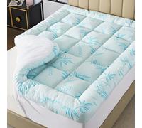 WhatsBedding 5 Inch King Mattress Topper Breathable Bamboo Viscose Air Layer,Memory Foam Mattress Topper King Size Blue.