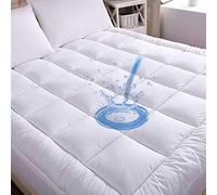 WhatsBedding Cotton Waterproof Mattress Pad Queen Size Top Down Alternative Filling Pillowtop Mattress Topper Cover-Fitted Quilted (Mattress Pad Queen)