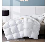 WhatsBedding King Feather Comforter, Filled with Feather and Down, White Lightweight Duvet Insert - Luxurious Hotel Collection Bed Blanket Comforter - 100% Cotton Shell -King Size 102x90 Inch