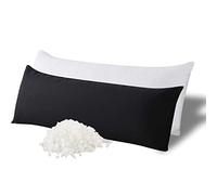WhatsBedding Memory Foam Body Pillow with Cooling Zippered Cotton Cover, Full Body Pillow for Adults, Long Pillow for Sleeping, Firm Body Pillow Breathable Fluffy Supportive - 20x54, Black