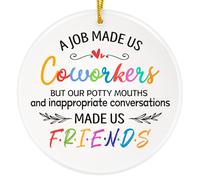 WhatSign Coworker Gifts for Friends - Ceramic Double Side Printing Christmas Ornament for Tree Decoration Funny Office Ornaments Gift for Coworker Friends
