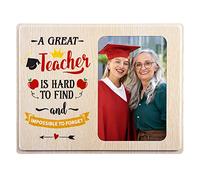 WhatSign Teacher Picture Frame - 4x6 Photo Wooden Teachers Photo Frame for Thank You Teacher End of School Year Gifts Picture Frames for Graduation Back to School Decorations