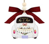 WhatSign Wedding Gifts for Couples 2025 - Just Married First Christmas as Mr & Mrs Wooden Wedding Car Newlywed Couple Gift Rustic Keepsake Holiday Decor for Christmas Tree