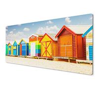 WhatsOnYourWall 900 x 400 Full Desk Mouse Mat | Large XXL Mouse Pad | Colorful Beach Huts Scenic