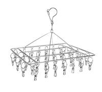 whatUneed Laundry Clothesline Hanging Rack, Stainless Steel Drying Clothes Hanger, Multiple Function Windproof Pegs Hook for Drying/Socks/Underwear/Clothes/Towels (36 Pack)