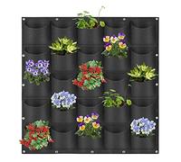 WHATWEARS Hanging Planter Bags, 25 Pockets Hanging Vertical Wall Mounted Planter Planting Grow Bag, Gardening Vertical Greening Flower Container Plant Pouch Storage Bags(1m×1m, Black)