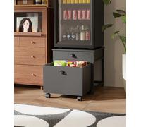 WHAVA Mini Fridge Table with Drawers and Movable Cabinet Mini Fridge Stand with Storage, Heavy Duty 220LBS Capacity Tabletop for Dorm, Apartment,Office, Bedroom (Black)