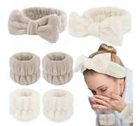 WHAVEL 6PCS Spa Headband and Wristbands Set, Face Wash Headband Wrist Bands for Washing Face Makeup Skincare Hair Band Skin Care Accessories Tools