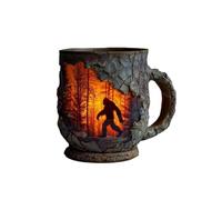 Whbbbj Bigfoot Forest Fire Mug, Witch Forest Fire Mug, 3D Relief Campfire Silhouette Mugs, Paranormal Lover Gift(A)