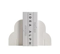 Whbbbj Ceramics Book Ends for Shelves, Heavy Book Ends Decorative, Ceramics Bookends for Bookshelf Decor, Layered Arch Design Decorative Bookends for Home and Office Desk Children's Room(White)