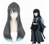 WHBHD Anime Coser wig Anime Demon Slayer Kimetsu no Yaiba Tokitou Muichirou Ponytails Wig Cosplay Costume Heat Resistant Synthetic Hair Long Wigs 85cm