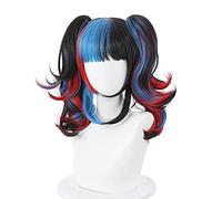 WHBHD Fo. Schicksal/Grand Order Sei Shonagon Cosplay Perücke schwarz blau rot gemischt lockig hitzebeständige synthetische Haarsparty-Perücken + Perücke-Kappe