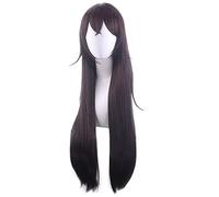 WHBHD Game Genshin Impact Project Dark Brown Wig Amber Cosplay Wig Role Play Powder Halloween 80cm