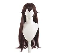 WHBHD Genshin Impact Amber Cosplay Wigs Game Cosplay Long Brown Straight Wig with Bangs Heat Resistant Synthetic Hair