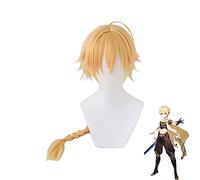 WHBHD Genshin Impact Cosplay Aether Traveler Golden Braid Heat Resistant Synthetic Hair Wigs Halloween Carnival Party Role Play