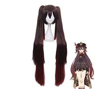 WHBHD Genshin Impact Hu Tao Cosplay Wig Genshin Impact Cosplay Long Gradient Brown Ponytails Heat Resistant Synthetic Hair