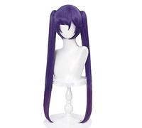 WHBHD Genshin Impact Mona Cosplay Dark Purple Wig Pigtails Synthetic Heat Resistant Synthetic WigsHalloween for Girl Long Straight Hea