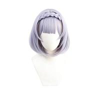 WHBHD Genshin Impact Noelle Cosplay Wigs Game Cos Short Light Purple Braided Wig with Bangs Heat Resistant Synthetic Hair