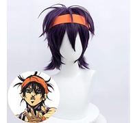 WHBHD JOJO Bizarre Adventure Cosplay wig Ghirga Narancia cosplay Black purple short hair synthetic wig