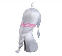 WHBHD Sky Children of The Light Cosplay 55cm Light Gray Synthetic Wig Heat Resistant Anime Cosplay Wigs Single Braid Classic Style for Adults Female