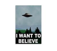 WHBRFO I Want To BelievePoster Bedroom Aesthetic Art Poster Decoration Decorative Wall Art Painting Canvas Mural Living Room PaintingUnframe-style20x30inch(50x75cm)