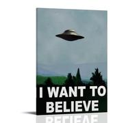 WHBRFO I Want To BelievePoster Bedroom Aesthetic Art Poster Decoration Decorative Wall Art Painting Canvas Mural Living Room PaintingFrame-style08x12inch(20x30cm)