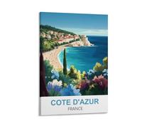 WHCHEEH Cote D'Azur France Vintage Travel Poster 08x12inch(20x30cm) Canvas Art Print Wall Art Decor Picture
