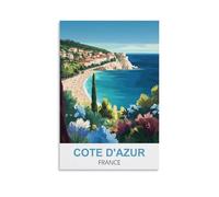 WHCHEEH Cote D'Azur France Vintage Travel Poster 16x24inch(40x60cm) Canvas Art Print Wall Art Decor Picture