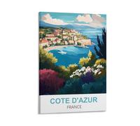 WHCHEEH Cote D'Azur France Vintage Travel Posters 12x18inch(30x45cm) Canvas Art Print Wall Art Decor Picture