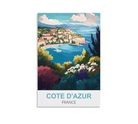 WHCHEEH Cote D'Azur France Vintage Travel Posters 24x36inch(60x90cm) Canvas Art Print Wall Art Decor Picture