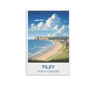 WHCHEEH Filey North Yorkshire Vintage Travel Posters 16x24inch(40x60cm) Canvas Art Print Wall Art Decor Picture
