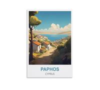 WHCHEEH Paphos Cyprus Vintage Travel Poster 24x36inch(60x90cm) Canvas Art Print Wall Art Decor Picture