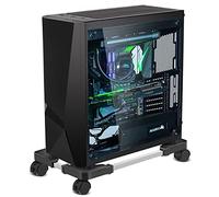 Whchiy Mobile CPU Stand Adjustable Computer Case Holder with 4 Caster Wheels Suitable for Most PC (Black)
